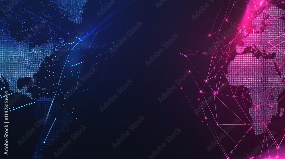 Aufkleber abstract global technology structure with nodes and connections