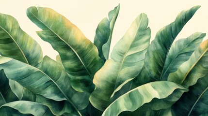 Obraz premium Elegant banana leaf seamless pattern. Generative AI