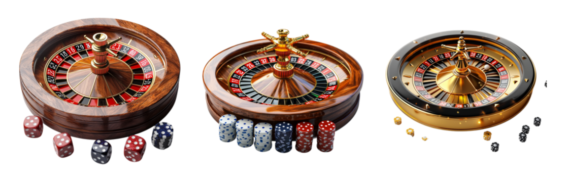 Classic Roulette Wheels with Chips on Table Isolated on transparent background - Powered by Adobe