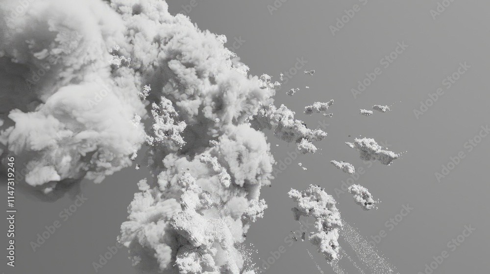 Aufkleber ethereal and minimalist scene showcasing floating dust particles in the air. the soft white clouds c