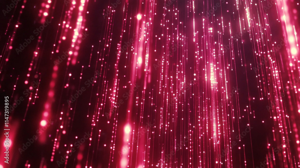 Poster vibrant red lights create a mesmerizing vertical flow in digital artwork.