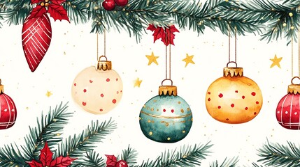 festive watercolor christmas ornaments 