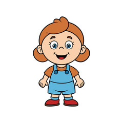 Obraz premium A Cheerful Cartoon Babysitter Character in Overalls Smiling on White Background