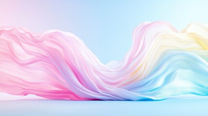 Pastel fabric flowing in waves, abstract background.
