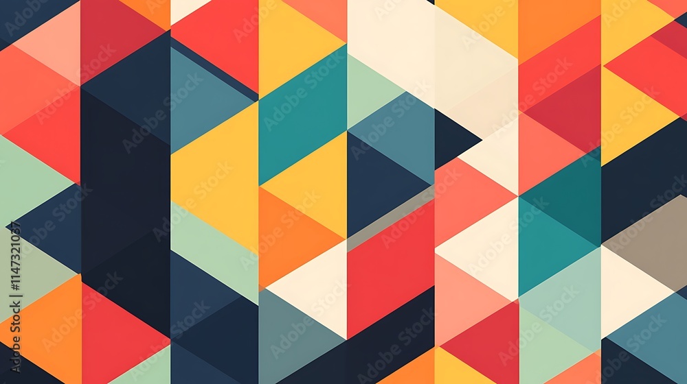 Aufkleber vibrant abstract pattern featuring multicolored triangles with geometric shapes creating a visually 