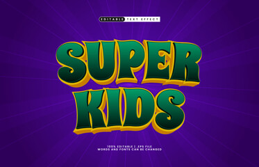 super kids editable text effect with a play and happy text style