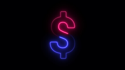 multicolor dollar icon. glowing Internet money icons. American dollar currency.