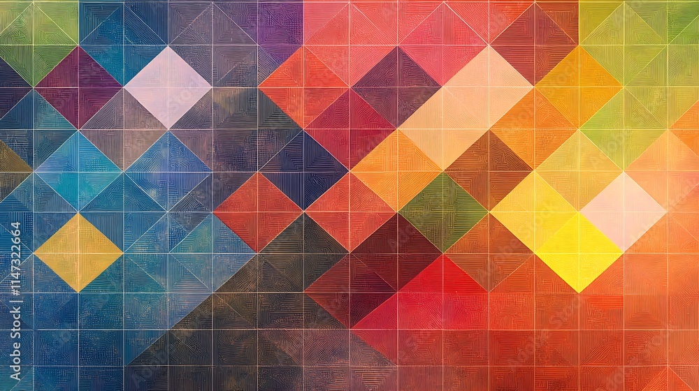 Poster vibrant geometric pattern with various colors shapes for digitally created image perfect background 