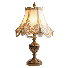 Ornate table lamp with floral design on shade