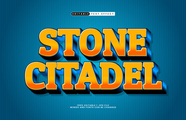 stone citadel editable text effect with a castle and game text style