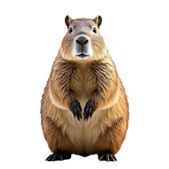 Closeup of a beavers face against black background