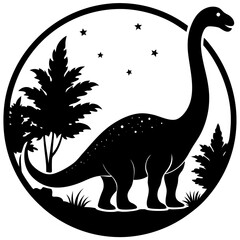 Brontosaurus Silhouette vector illustration © Aklima