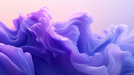 Obraz premium A mesmerizing gradient of purple and lavender smoke spiraling upwards with soft luminescent highlights, flowing motion captured mid-air against an immaculate white backdrop, intricate whorls and trans