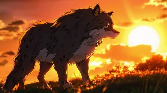wolf Hero in the sunset