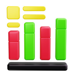 stacked bar chart 3d render icons