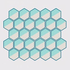 Gradient Honeycomb Grid with Mint and Baby Blue Cells