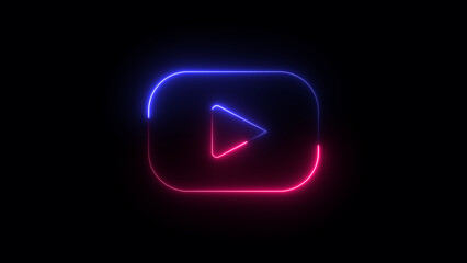 multicolor YouTube icon on black background. YouTube Play button sign. play button social media icon.