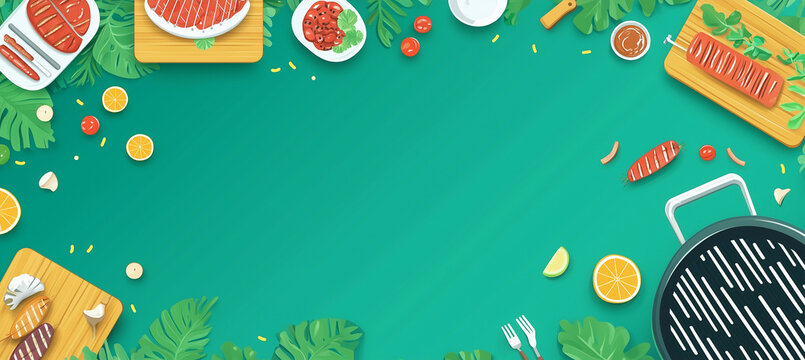 Backyard BBQ Party Pack: Everything You Need for a Memorable Outdoor Grilling Event. Modern cover header background banner with space for text.