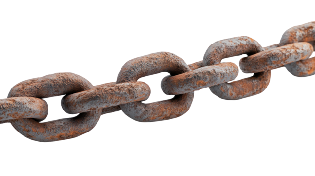 Detailed View of Rusty 3D Chain Links with Industrial Design and Textured Surface for Creative Projects
