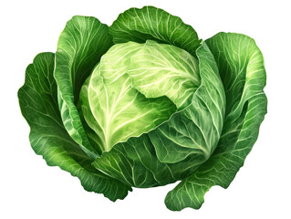 Obraz premium Isolated Fresh Cabbage with Vibrant Green Leaves on Transparent Background for Culinary or Healthy Lifestyle Use