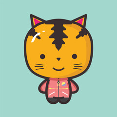 Cat wearing a thick winter suit good for mascot or element design