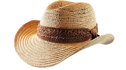 Fototapeta premium Stylish Straw Hat with Braided Band Perfect for Summer Festivals, Beach Days, and Outdoor Activities
