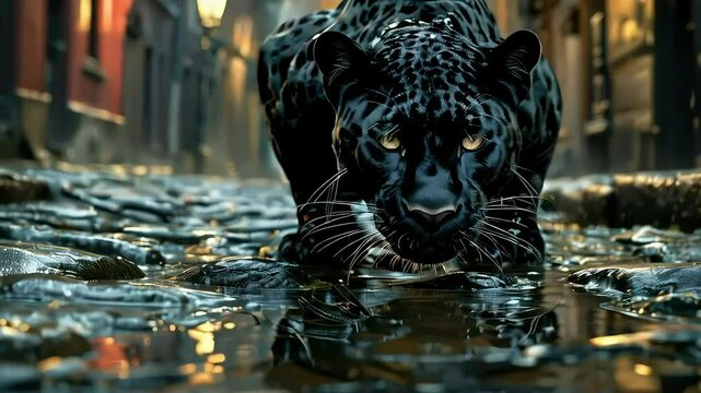 panther in the rain 