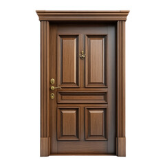 Classic Wooden Door with Elegant Design and Detailed Carvings in Warm Brown Finish for Modern Interiors