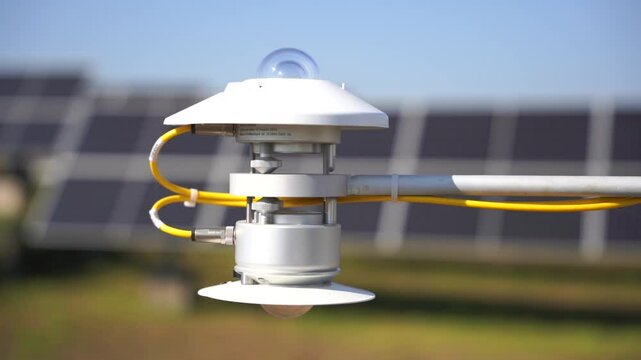 Solar radiation sensor or Pyranometer for calculate the light values ​​from above and the light reflection from the ground to compare the efficiency of electricity production of the solar panel.