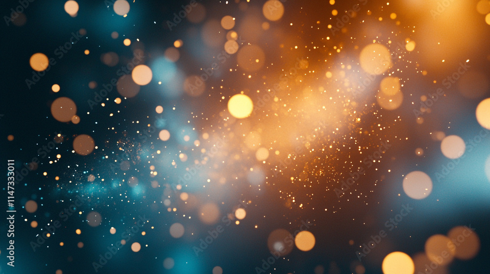 Poster colorful bokeh lights create a dreamy atmosphere in a dark space.