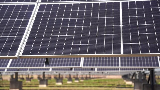 Solar power plant(solar cell) on summer season, hot climate causes increased power production, Alternative energy to conserve the world's energy, Photovoltaic module idea for clean energy production.