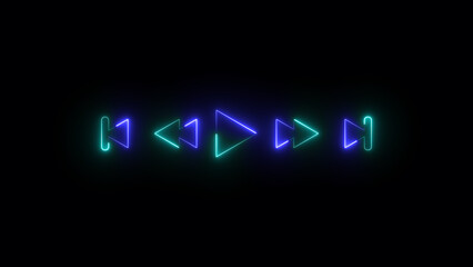 Glowing Play button icon. video audio player. media player icons.