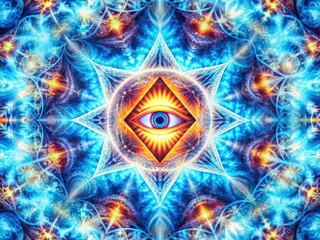 All-seeing Eye background.  Spiritual & religious seamless pattern.  Long exposure photography design.