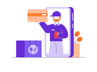 Online food delivery. Online Food illustration. Flat vector illustrations