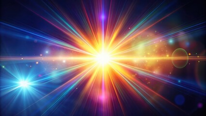 Obraz premium Realistic lens flare with bright sunlight backlight and colorful light leaks, lens flare, sunlight, backlight