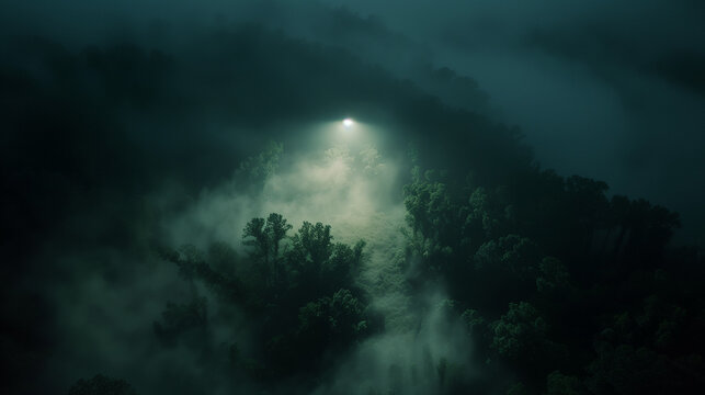 ufo over a forest