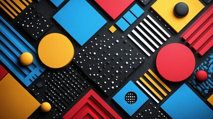 Abstract Geometric Composition: Vibrant Colors and Shapes