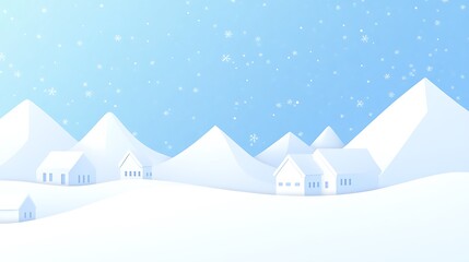 Snow-Covered White Houses in a Serene Winter Landscape