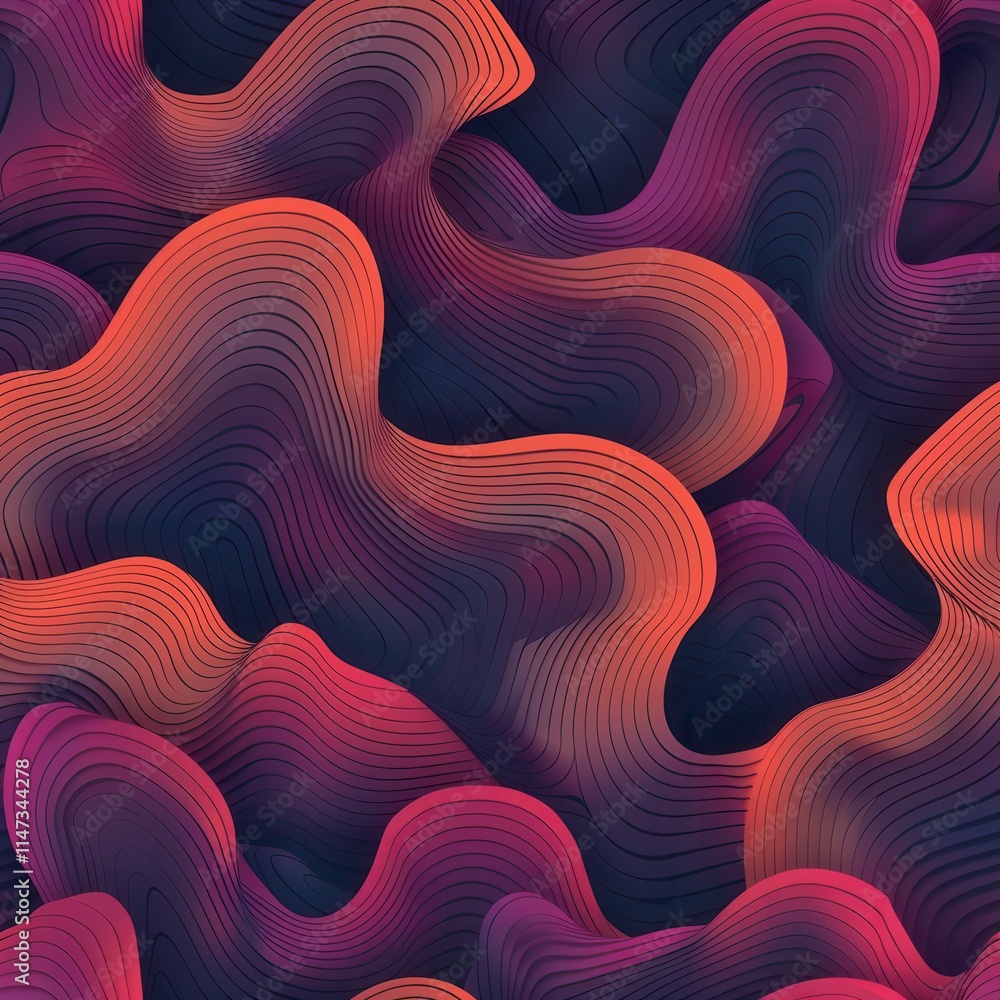 Poster Abstract swirling shapes filled with vibrant colors create a dynamic visual experience in a modern design context. Generative AI