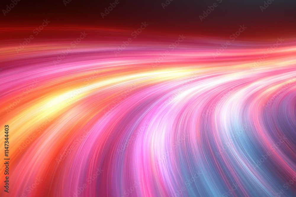 Poster dynamic motion of soft pink and orange light streams abstract art digital design colorful environmen