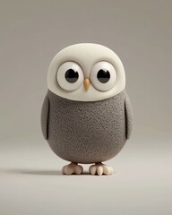 Obraz premium Playful owl figurine home decor digital art minimalist style front view cute animal concept