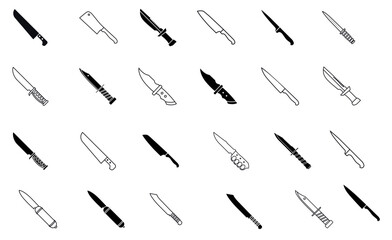 Multipurpose knife vector icon in outline, glyph, and filled outline style on white background.