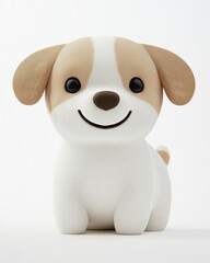 Adorable jack russell terrier puppy figurine studio setting 3d minimalist design playful concept