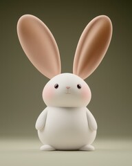 Obraz premium Playful minimal bunny with oversized ears in soft rose color studio setting digital art whimsical vibe