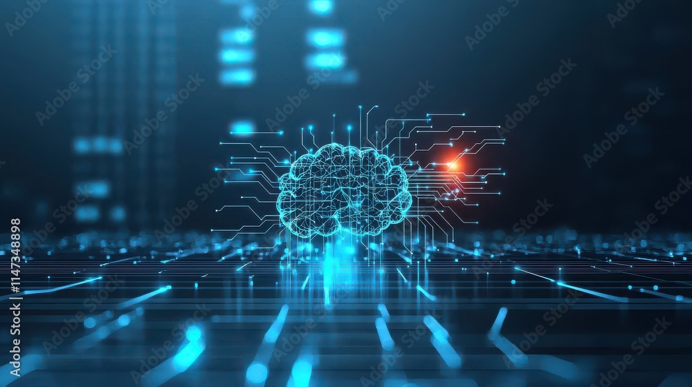 Poster neural network concept demonstration digital space 3d visualization technology environment futuristi