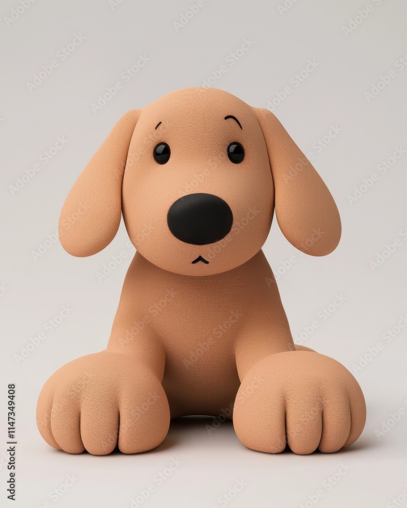Poster charming minimalistic puppy with floppy ears studio setting 3d art soft colors playful concept