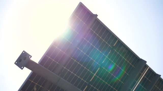 Solar power plant(solar cell) on summer season, hot climate causes increased power production, Alternative energy to conserve the world's energy, Photovoltaic module idea for clean energy production.