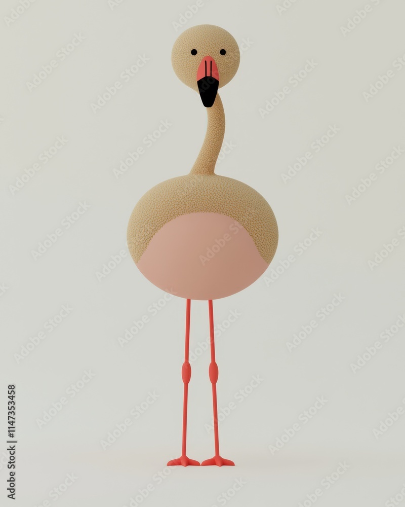 Aufkleber minimal flamingo design studio setting 3d artwork soft colors front view simplified art concept for 