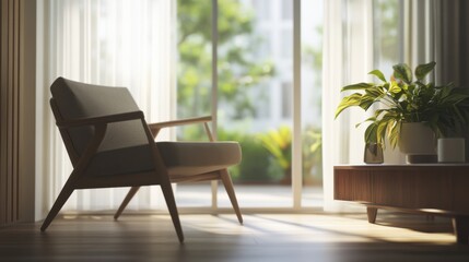 Minimalist living room with sleek, modern furnishings. Featuring clean lines and spacious layout