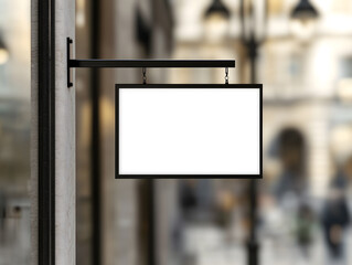 9お店の看板のデザインモックアップ。壁に取り付けられた看板 Gererated AI